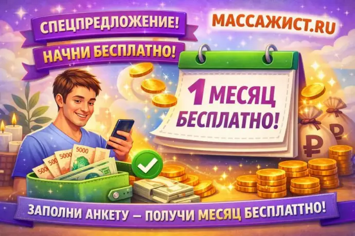 МАССАЖИСТ.РУ дарит бесплатный пробный месяц рекламы всем новым специалистам по массажу в столице